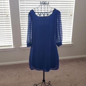 Sheer puff 3/4 sleeve back cutouts